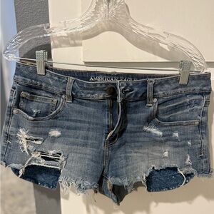 American Eagle Outfitters Women's Ripped Blue Jean Shorts